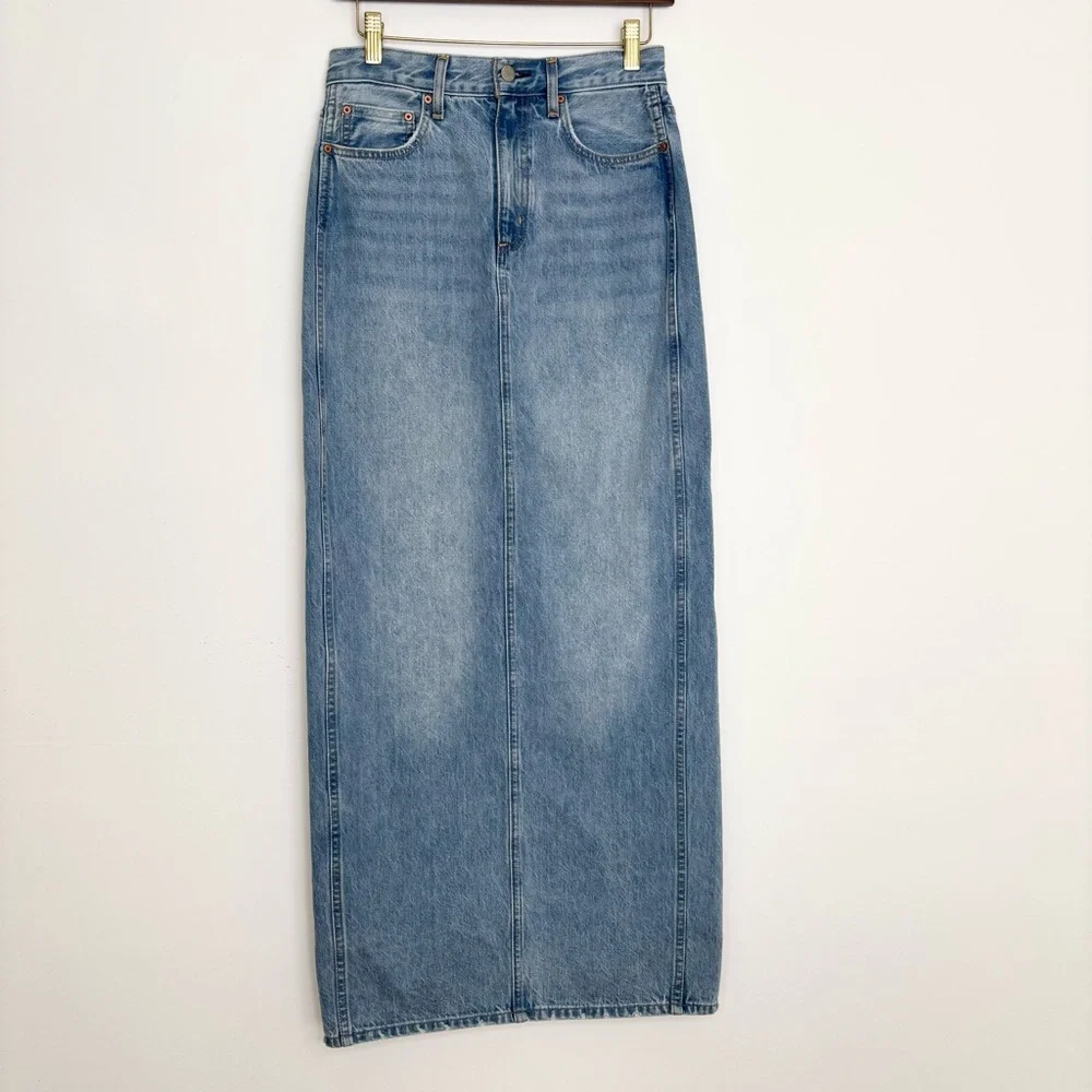 Aritzia Denim Forum The ’90s Pencil Maxi Denim Skirt 7 Yrs Bleu Taboo Size 25